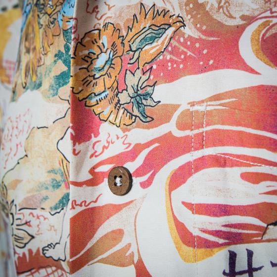 LA CHEMISE HAWAIENNE "SURFERS COCO" - CORAIL