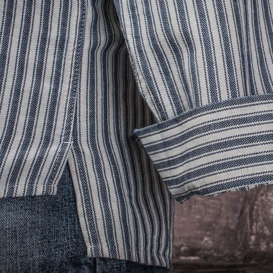 LA CHEMISE "WORKER ZIP" INDIGO WHITE STRIPES