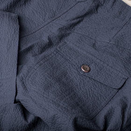 LE PANTALON "LE NERVI“ SEERSUCKER NAVY