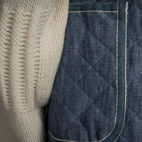 LE GILET "COL OFFICIER" MATELASSÉ - CHAMBRAY