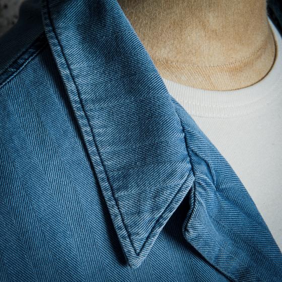 LA CHEMISETTE "CUBA 2 POCHES" - HBT INDIGO STONED