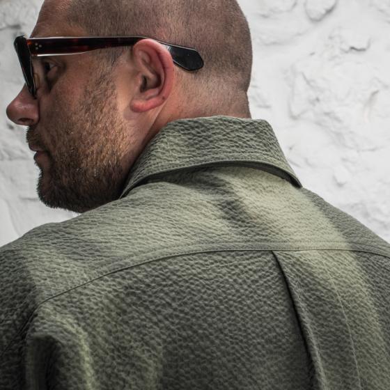 LA CHEMISE CARGO "SEERSUCKER“ KAKI