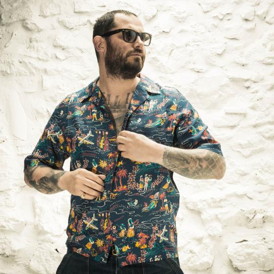 LA CHEMISE HAWAIENNE "HULA GIRL HAWAII"