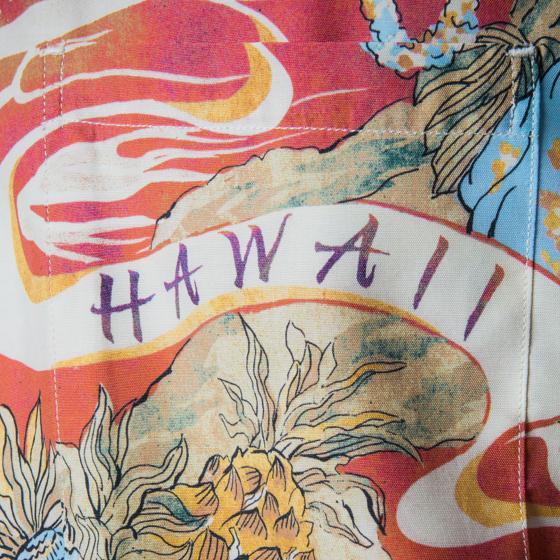 LA CHEMISE HAWAIENNE "SURFERS COCO" - CORAIL