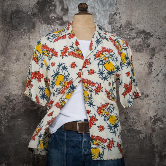 LA CHEMISE HAWAIENNE "PALMIERS/HIBISCUS"
