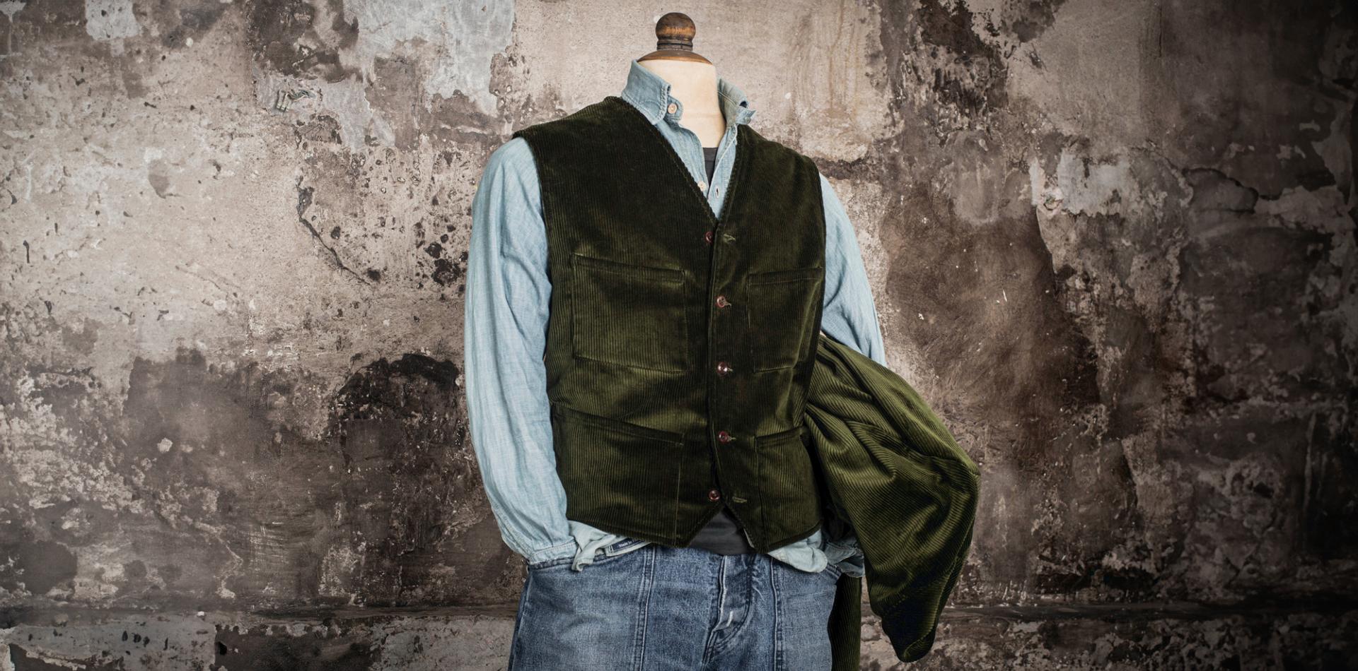 LE GILET "MILORD" - VELOURS KAKI