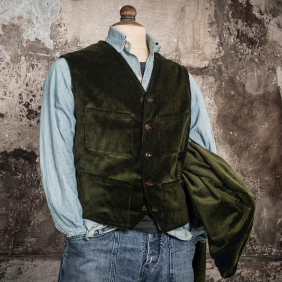 LE GILET "MILORD" - VELOURS KAKI