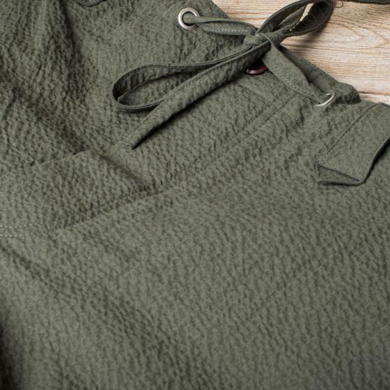 LE PANTALON "LE NERVI“ SEERSUCKER KAKI