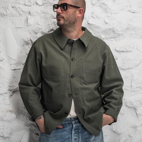 LA CHEMISE CARGO "SEERSUCKER“ KAKI