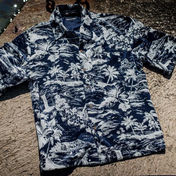 INDIGO SPONGE SHIRT "BEACH"